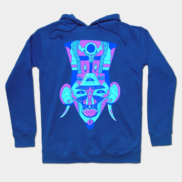 Blue African Mask 6 Hoodie by kenallouis